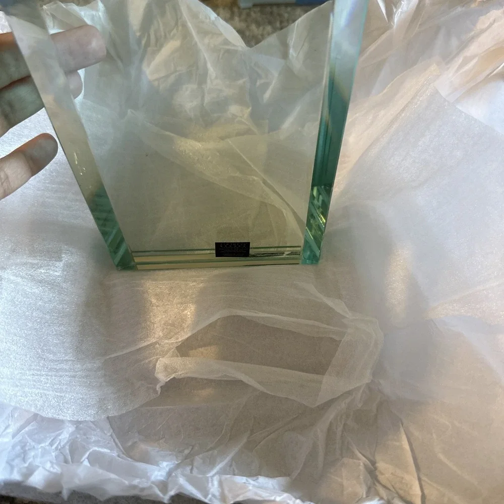 Sixtrees Glass Photo Frame 5 x 7 Freestanding Thick Block Modern Clear